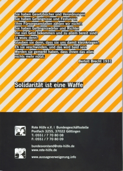 Broschüre "Der Hunger des Staates nach Feinden"