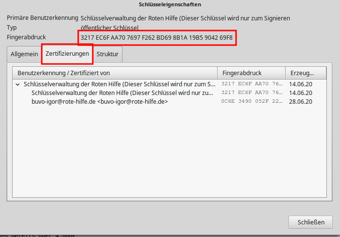 fingerprint schluessel